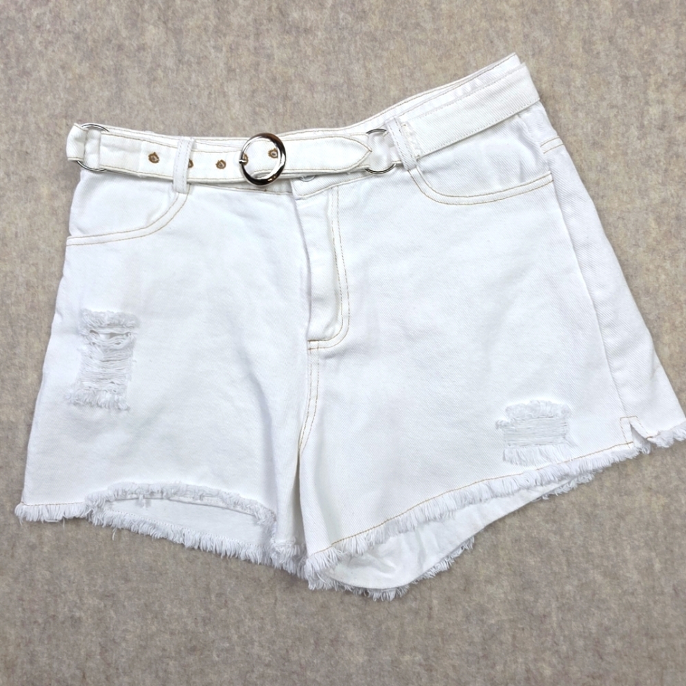 Shoe Fly Distressed Shorts Size‎ Medium White Cowgirl Festival